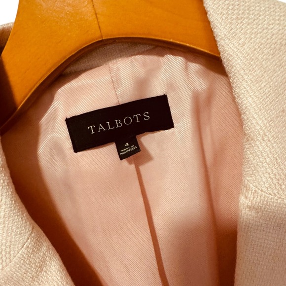 Talbots Pink Linen Blazer One Button Career Office Herringbone Jacket Size‎ 4 - Picture 4 of 8